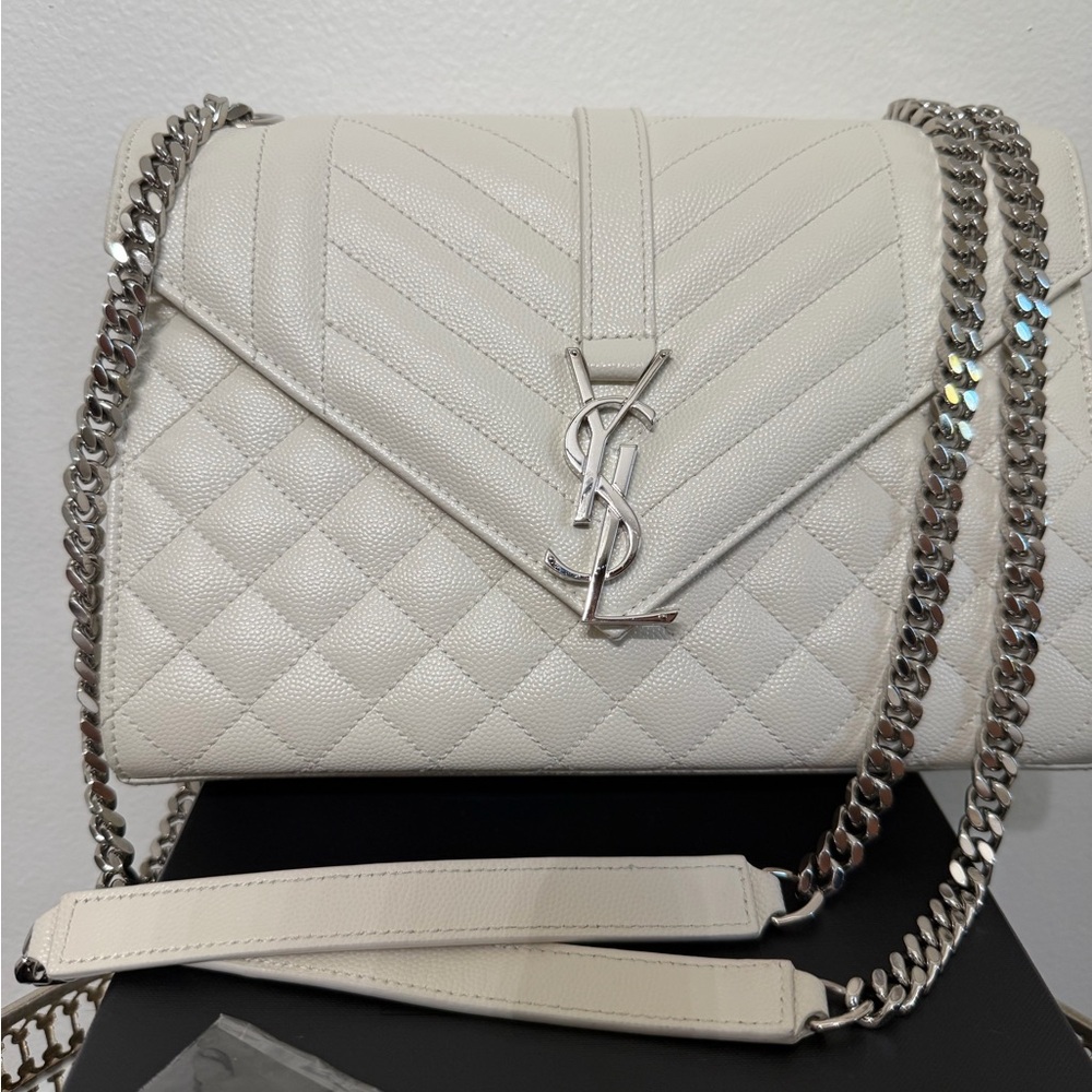 SAINT LAURENT MEDIUM ENVELOPE BAG QUILTED GRAIN LEATHER - Picture 6 of 13